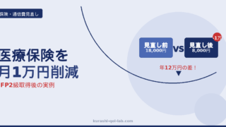 医療保険を月1万円削減した実例（見直し前18,000円→見直し後8,000円）