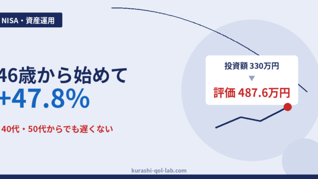 46歳から新NISAを始めて投資額330万円が評価487.6万円になった実績