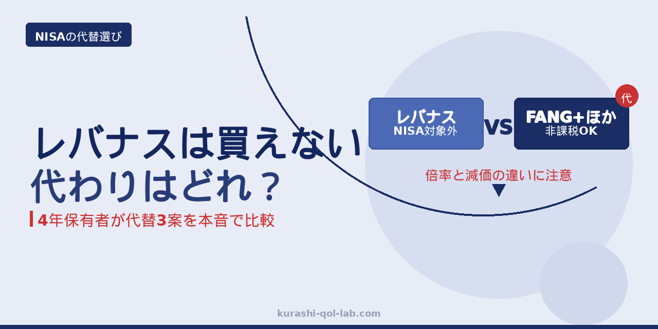 レバナスは新NISAで買えない。代替3案（FANG+・NASDAQ100等倍ほか）の比較
