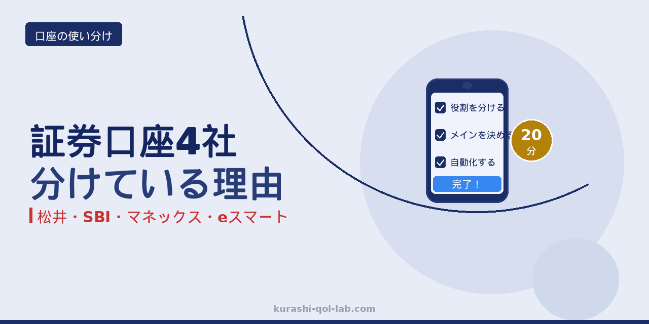 証券口座4社(松井・SBI・マネックス・eスマート)の使い分けと管理法